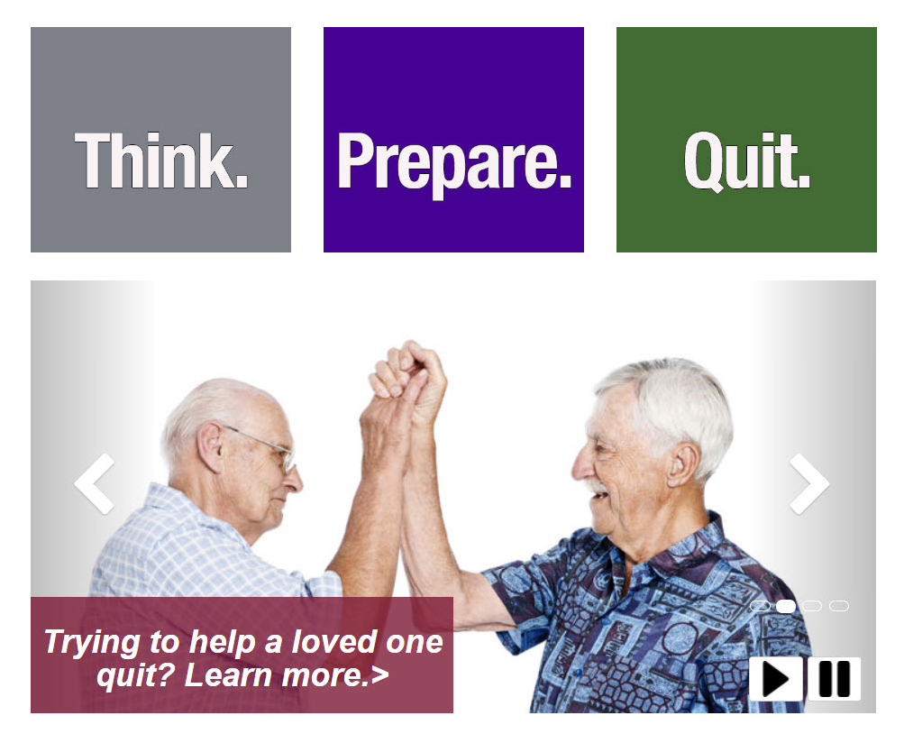 Screenshot of the Smokefree 60 plus website