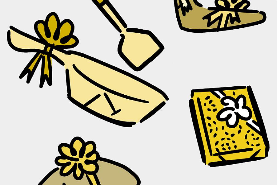 Illustration of wrapped healthy gifts.